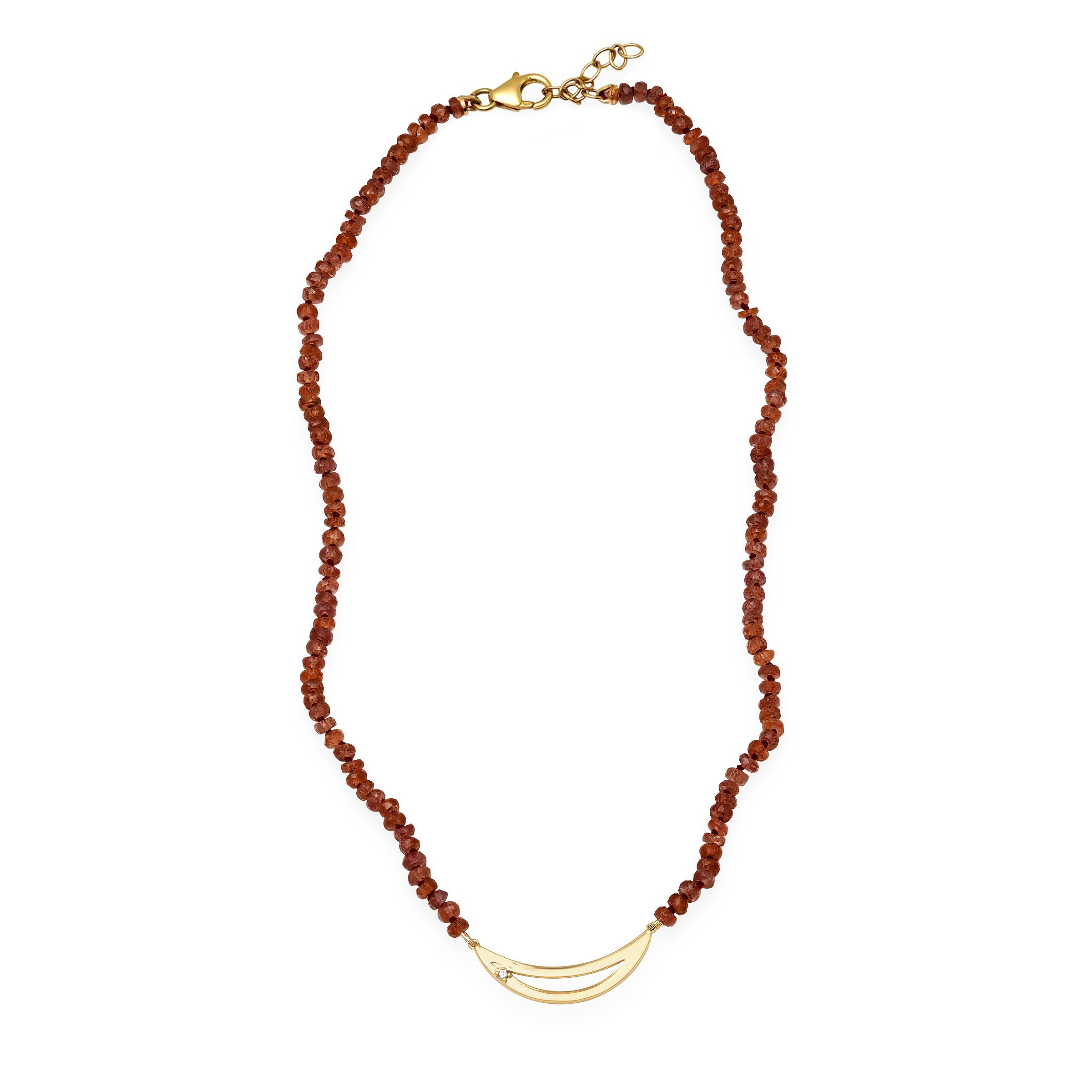 andrea fohrman Chocolate Garnet Beaded Necklace with Moon Enhancer