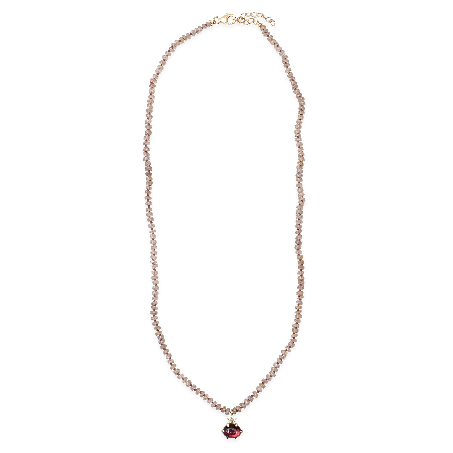 Mini Cosmo Garnet Beaded Necklace with Rhodolite Garnet Charm