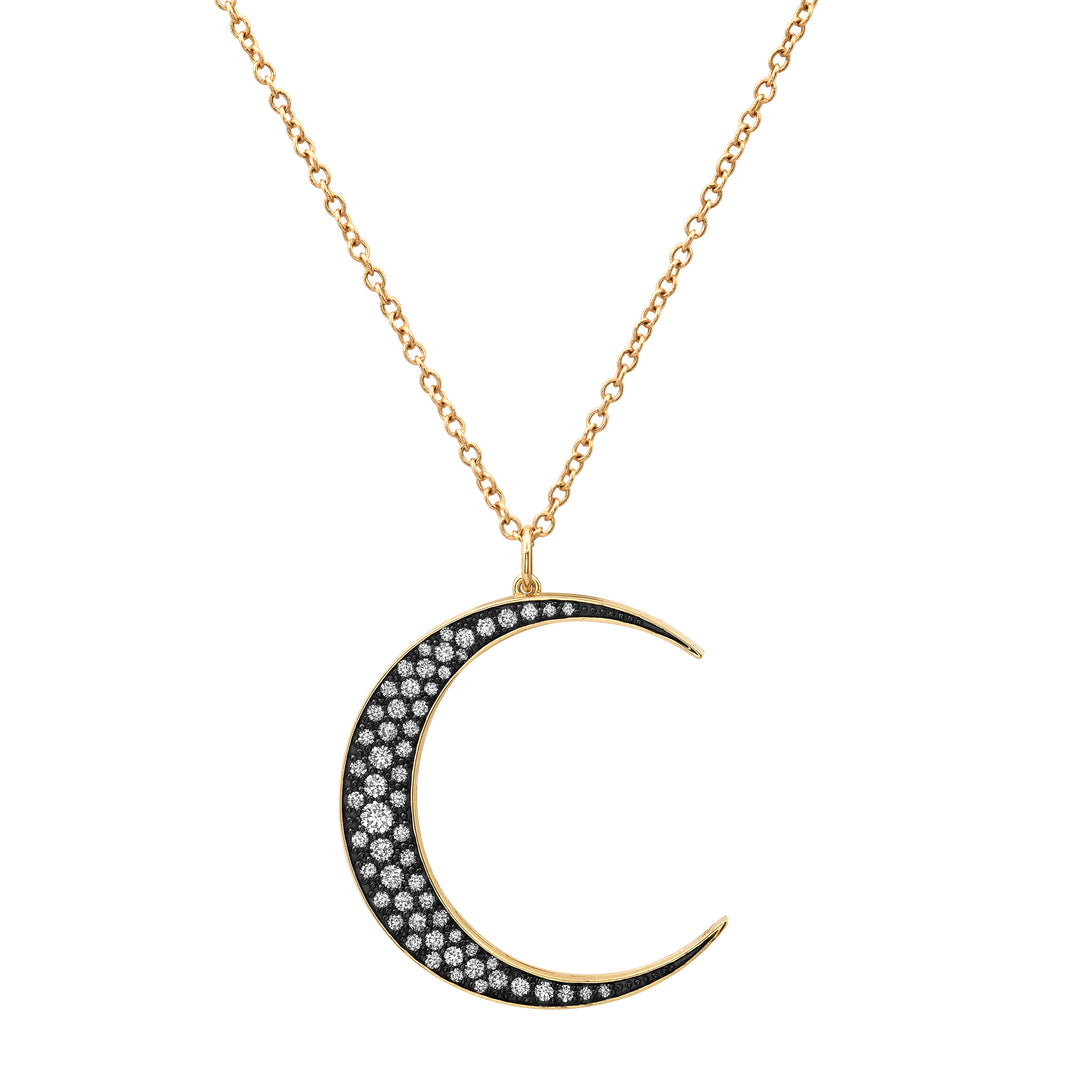 Large Diamond Black Rhodium Luna Charm