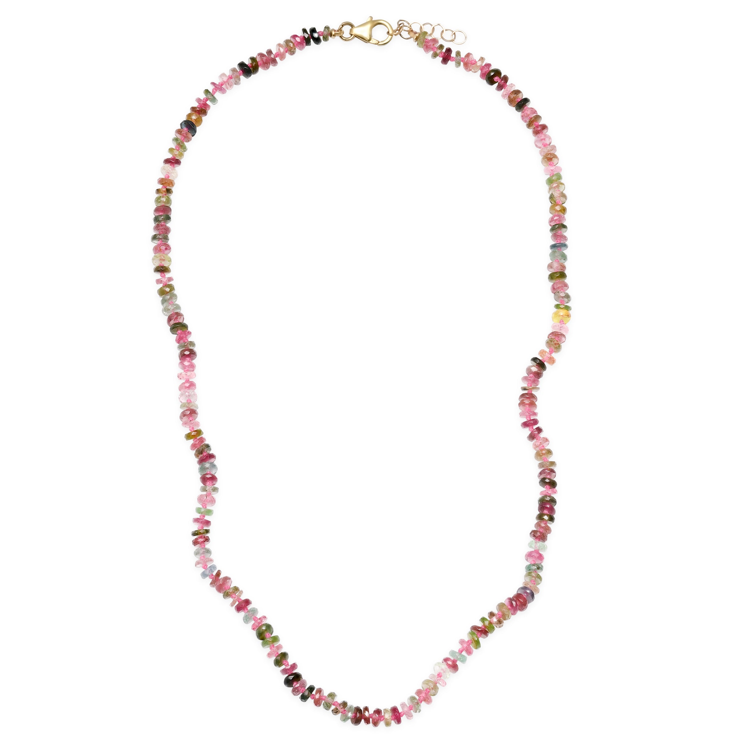 andrea fohrman Tourmaline Tire Beaded Necklace with Bubblegum Silk Thread