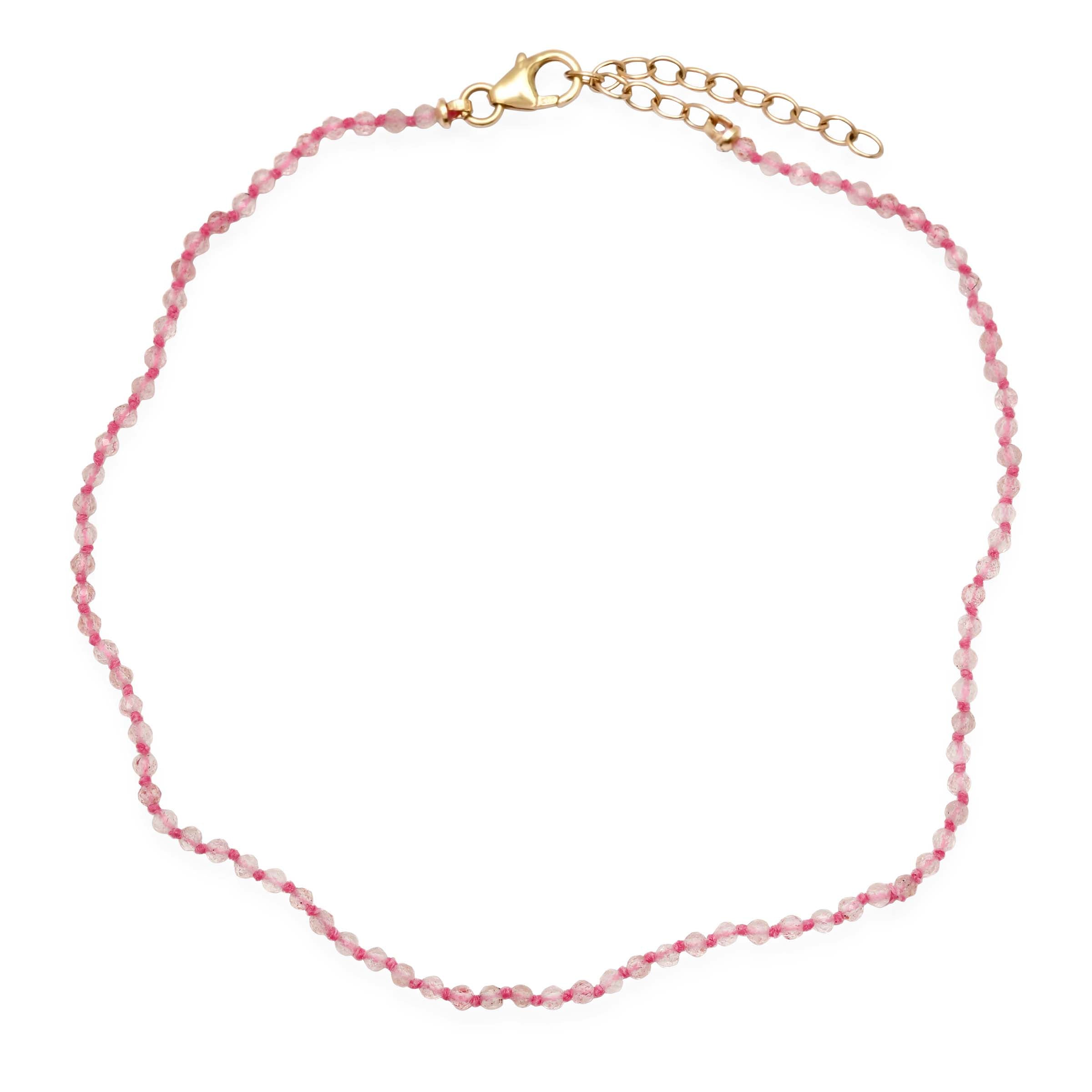 andrea fohrman Strawberry Quartz Small Beaded Anklet