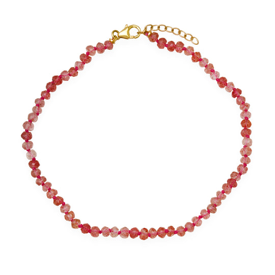 Strawberry Quartz Large Beaded Anklet