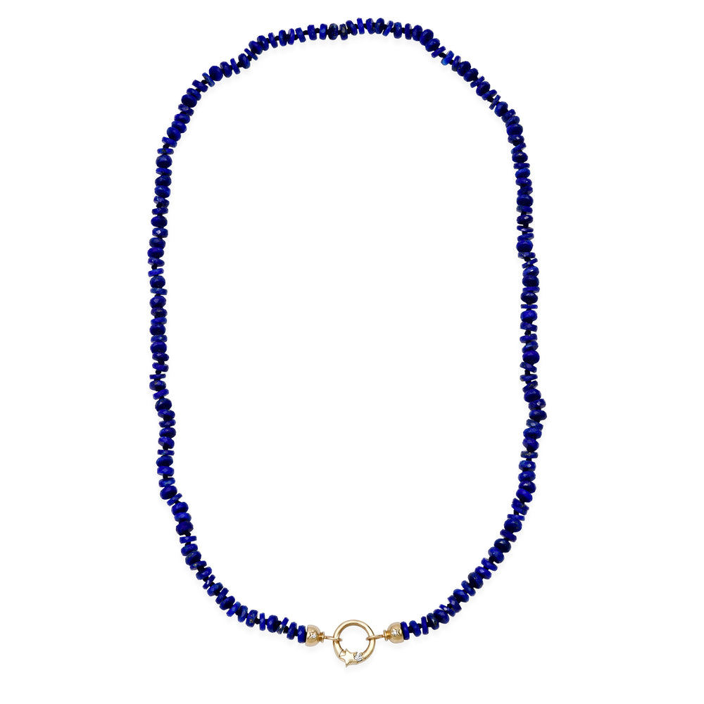 Lapis Open Beaded Necklace with Bead Caps