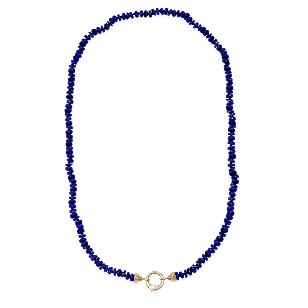 Lapis Open Beaded Necklace with Bead Caps