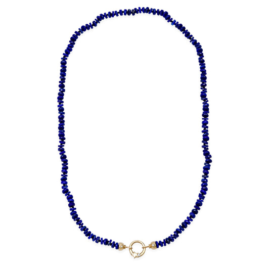Lapis Open Beaded Necklace with Bead Caps