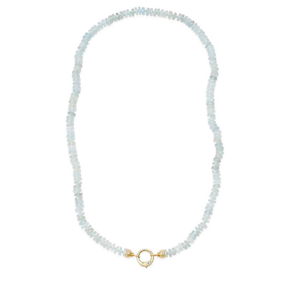 Aquamarine Open Beaded Necklace with Bead Caps