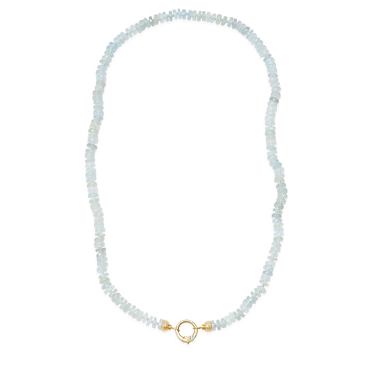 Aquamarine Open Beaded Necklace with Bead Caps
