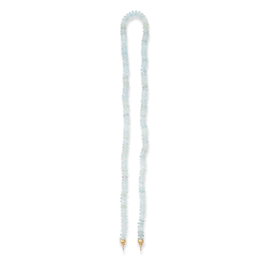 Aquamarine Open Beaded Necklace with Bead Caps