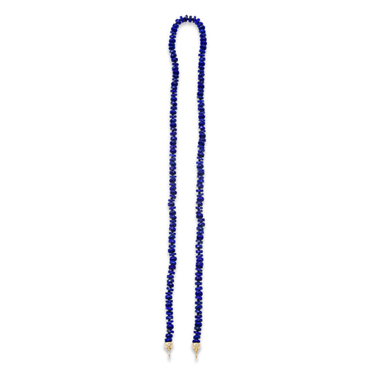 Lapis Open Beaded Necklace with Bead Caps
