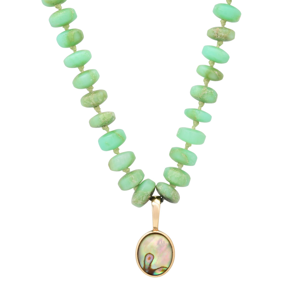 Peruvian Opal Beaded Necklace with Mother of Pearl Pendant