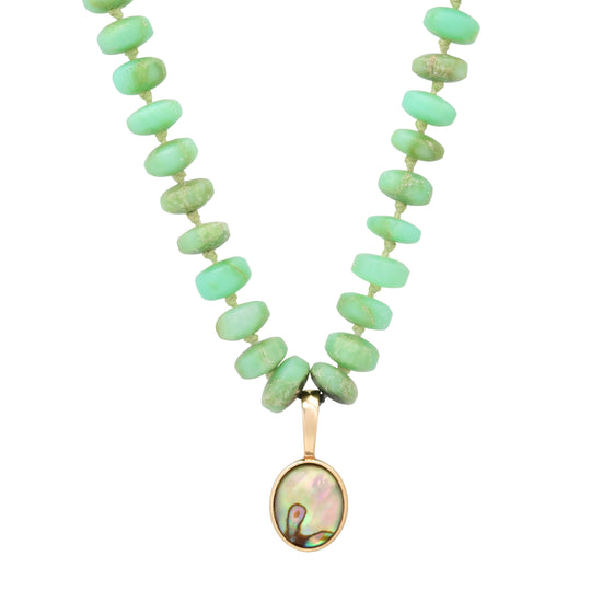 Peruvian Opal Beaded Necklace with Mother of Pearl Pendant