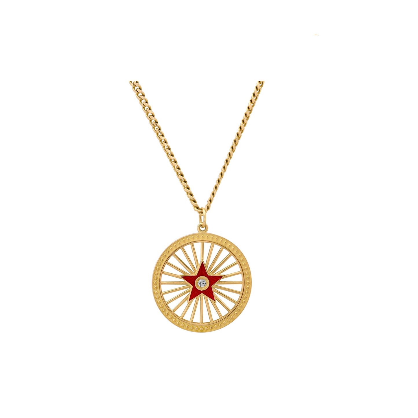 Cherry Enamel Starburst Pendant