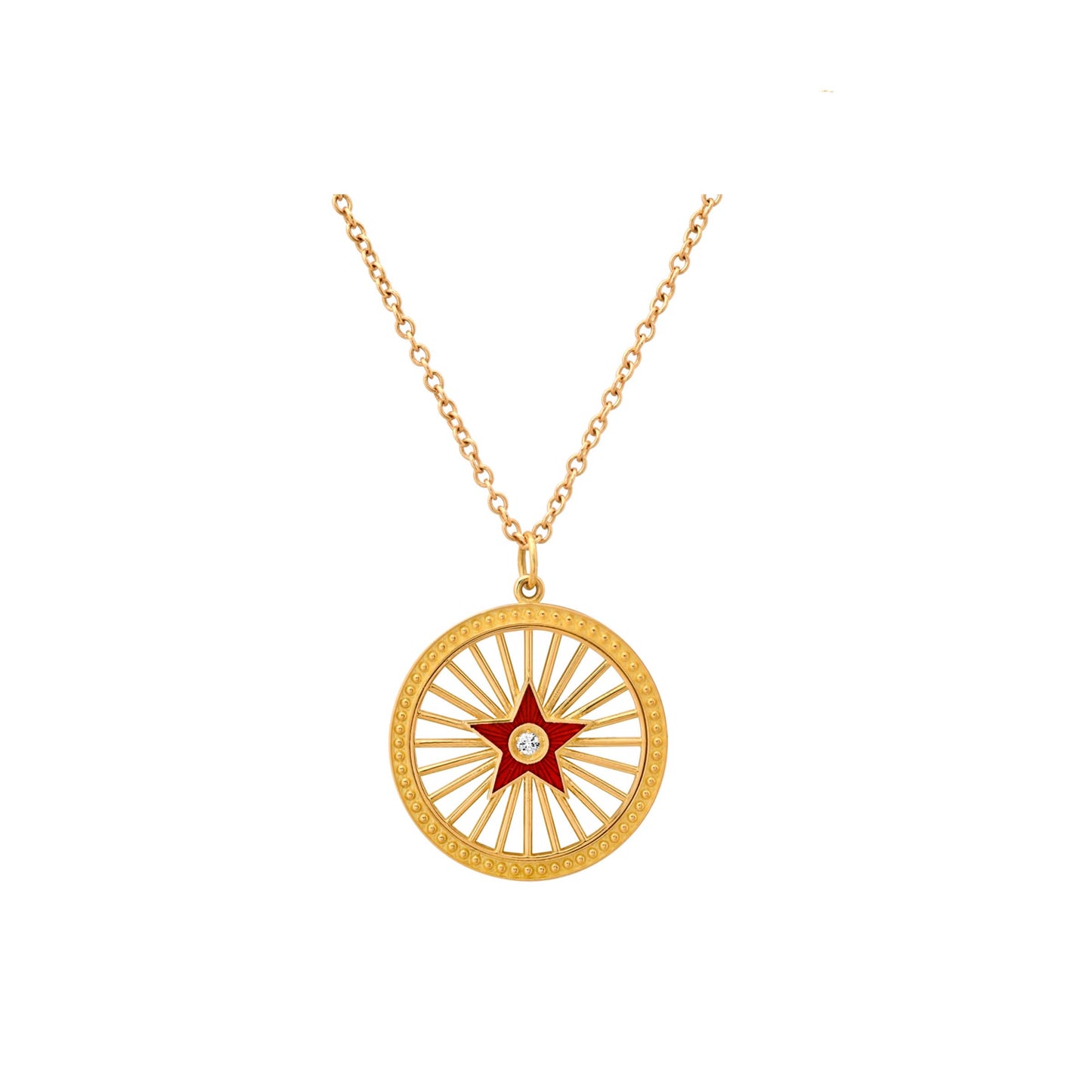 Cherry Enamel Starburst Pendant