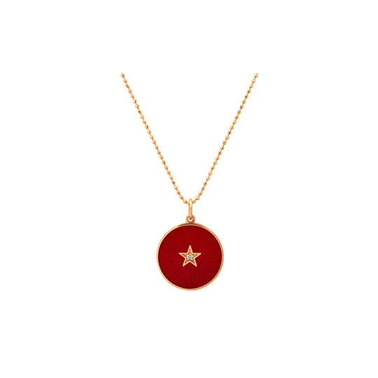 Cherry Red Textured Enamel Pendant