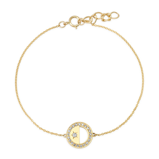 Small Half Moon Phase Diamond Charm Bracelet