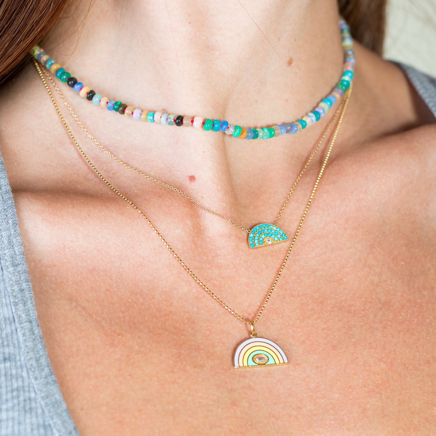 Perfect Turquoise Rainbow Necklace
