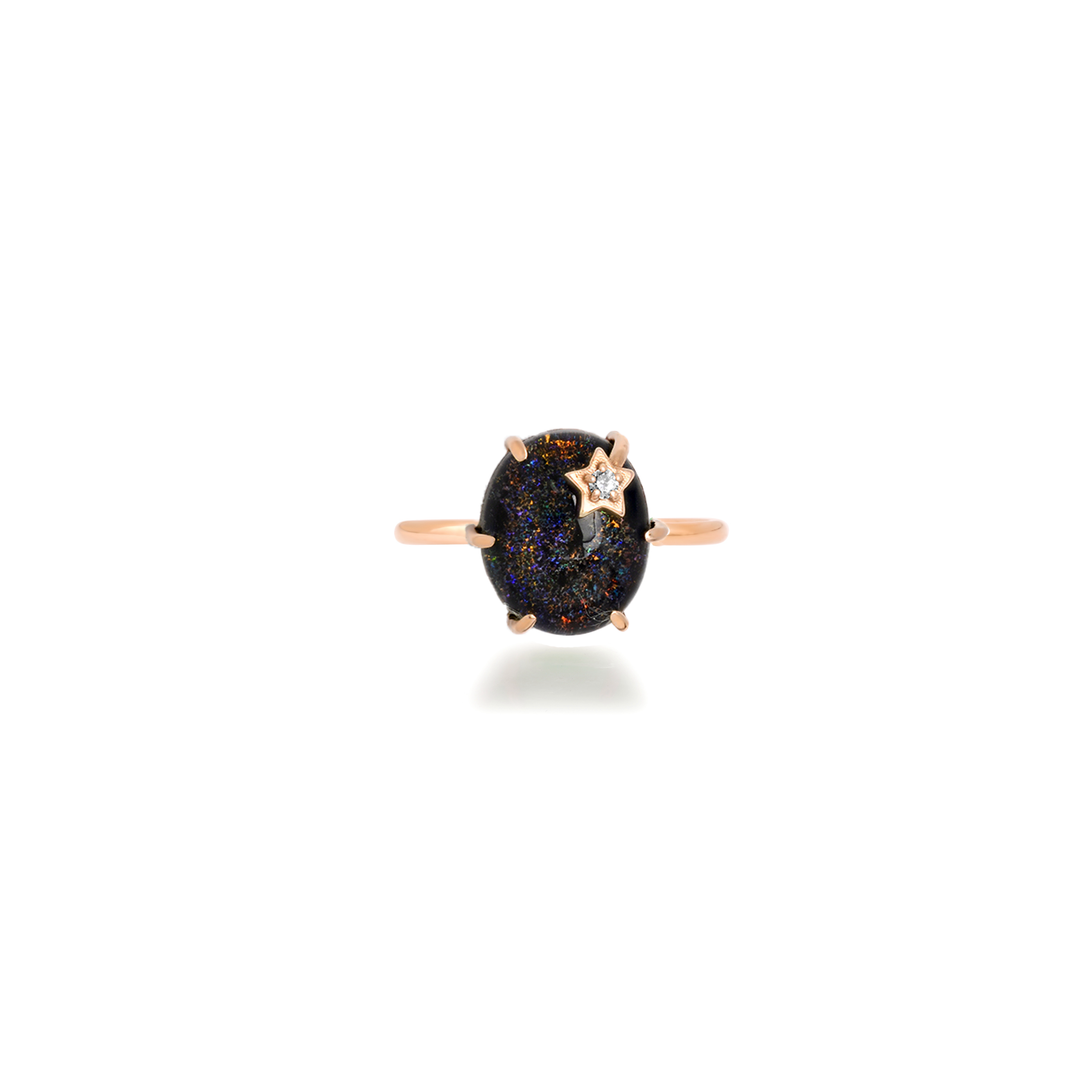 Mini Galaxy Black Opal Ring