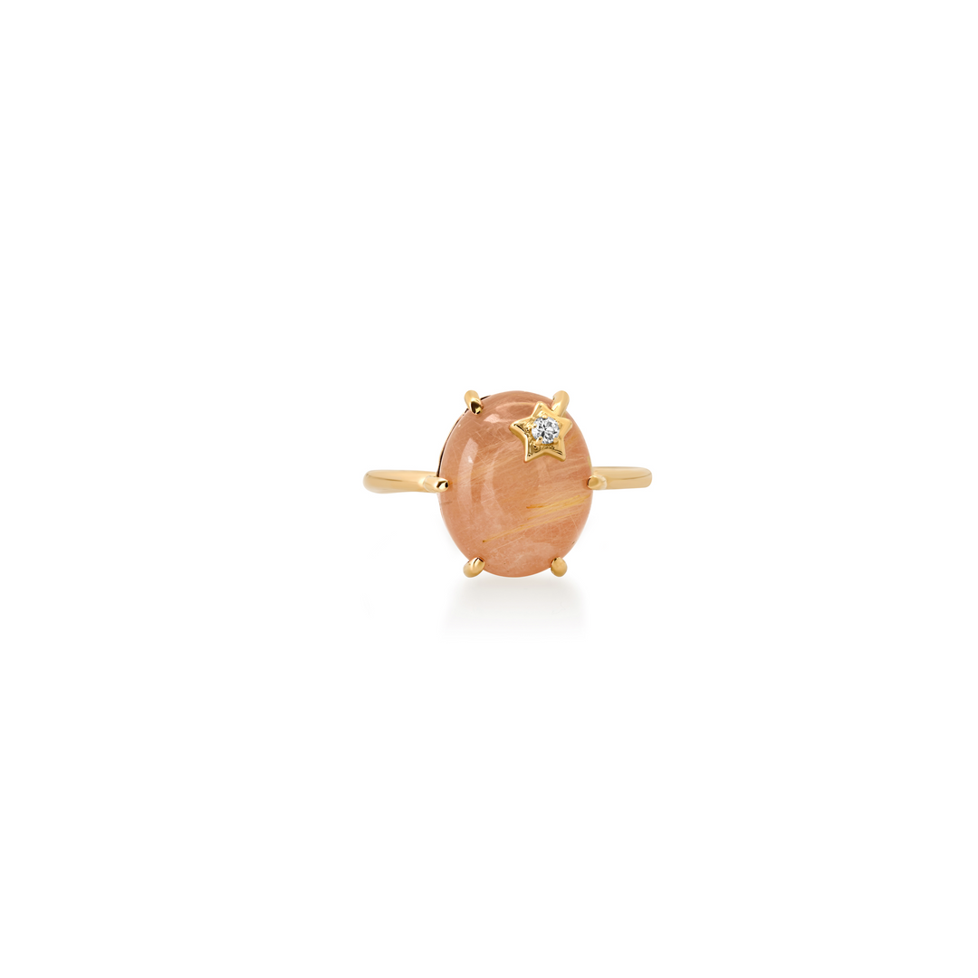 Mini Galaxy Guava Rutilated Quartz Ring