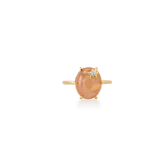 Mini Galaxy Guava Rutilated Quartz Ring