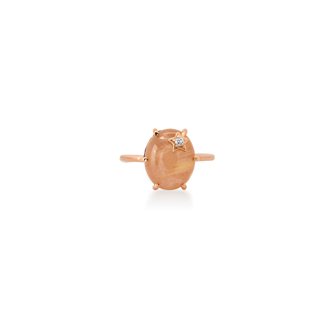 Mini Galaxy Guava Rutilated Quartz Ring