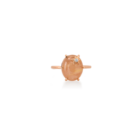 Mini Galaxy Guava Rutilated Quartz Ring