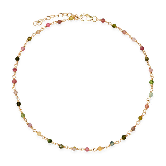 Tourmaline Beaded Wire-To-Wire Anklet