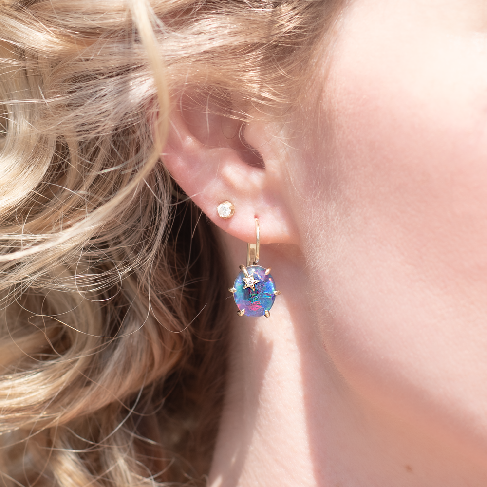 Mini Galaxy Black Opal Earrings