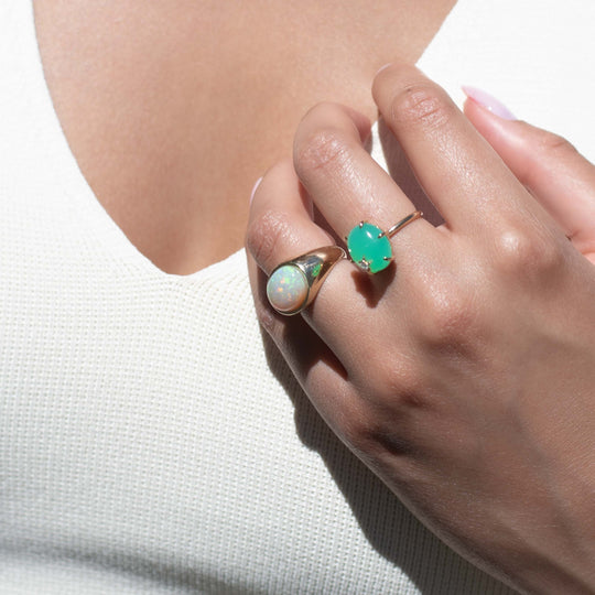 Mini Galaxy Chrysoprase Ring