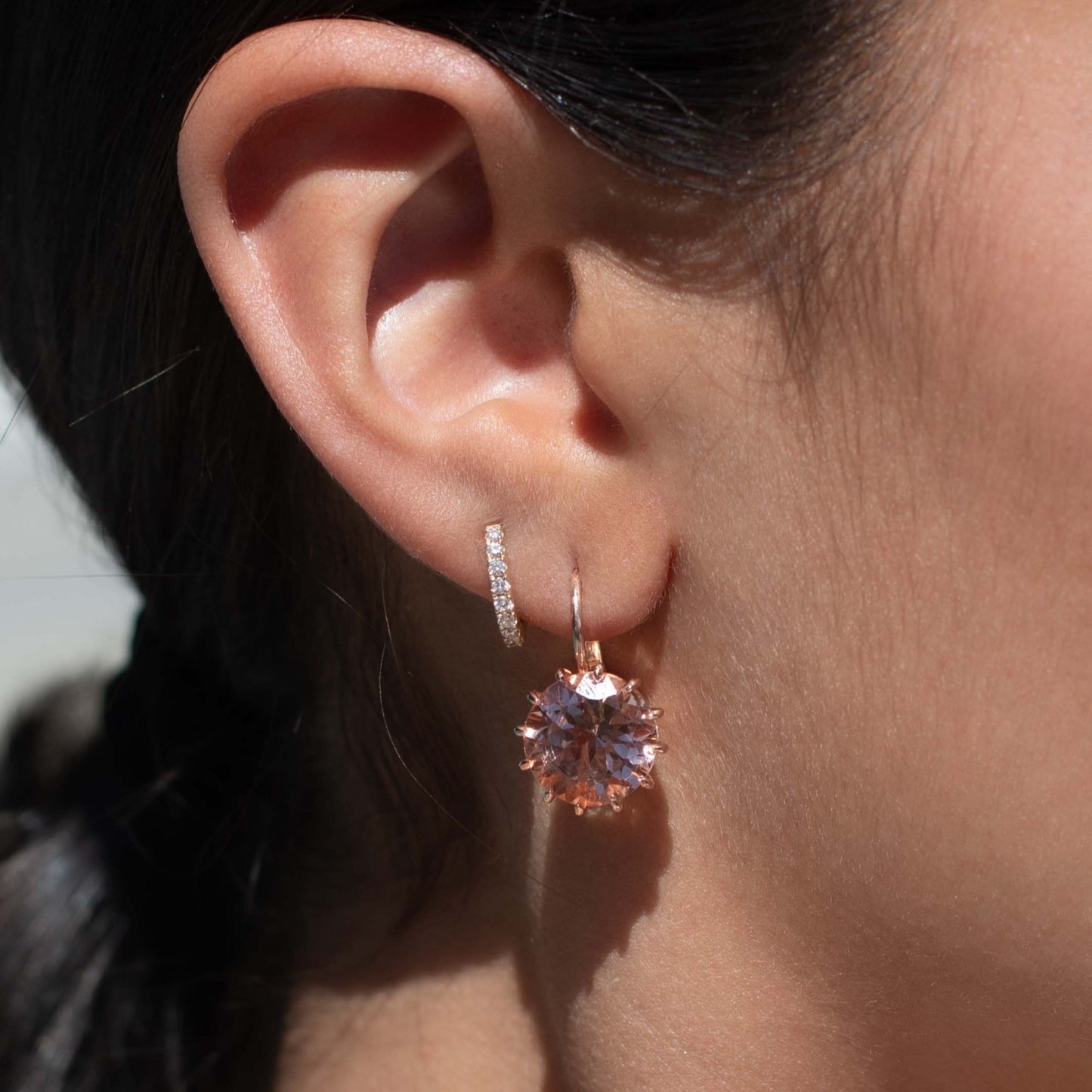 Round Prong Morganite Earrings