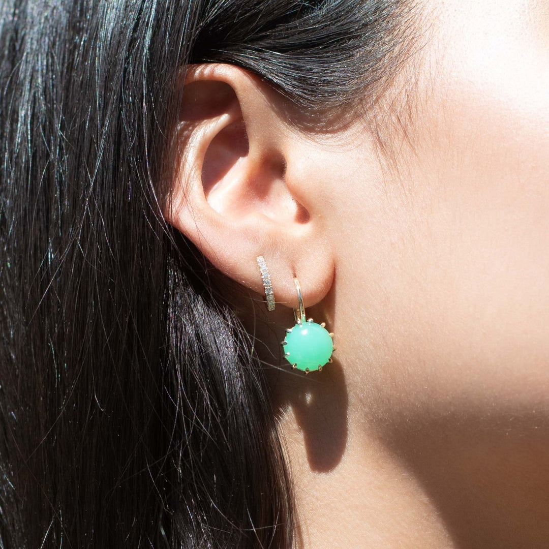 Small Round Prong Chrysoprase Earrings