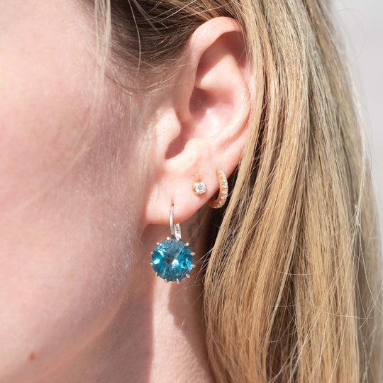 Small Round Prong London Blue Topaz Earrings