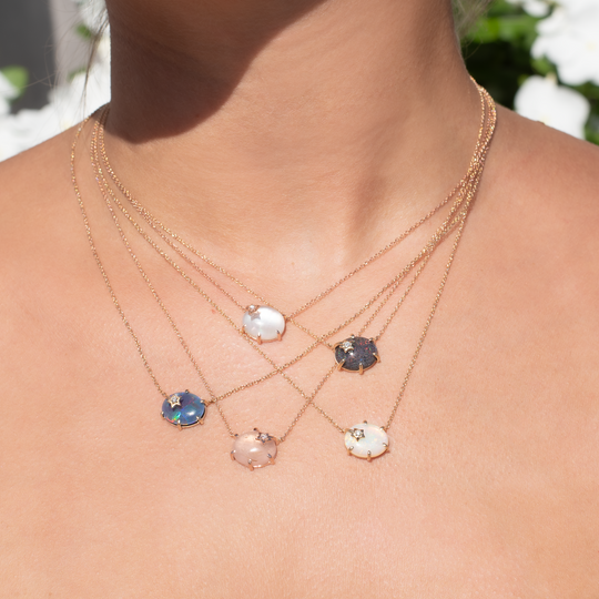 Mini Galaxy Rose de France Rutilated Quartz Necklace