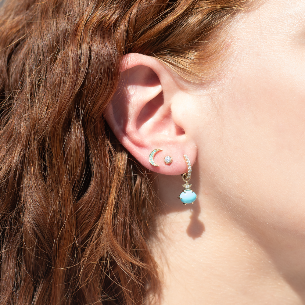 Mini Crescent Turquoise Stud