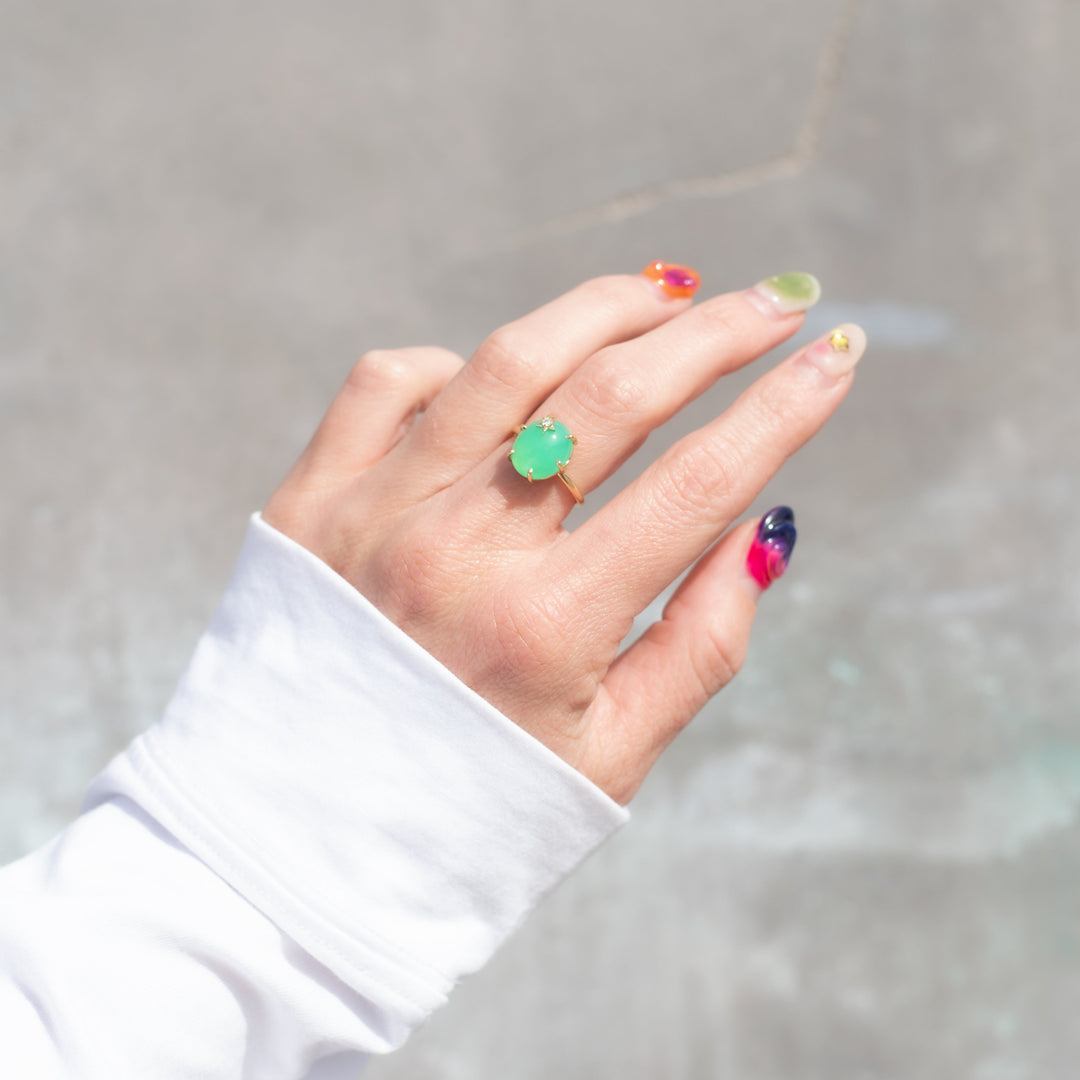 Mini Galaxy Chrysoprase Ring