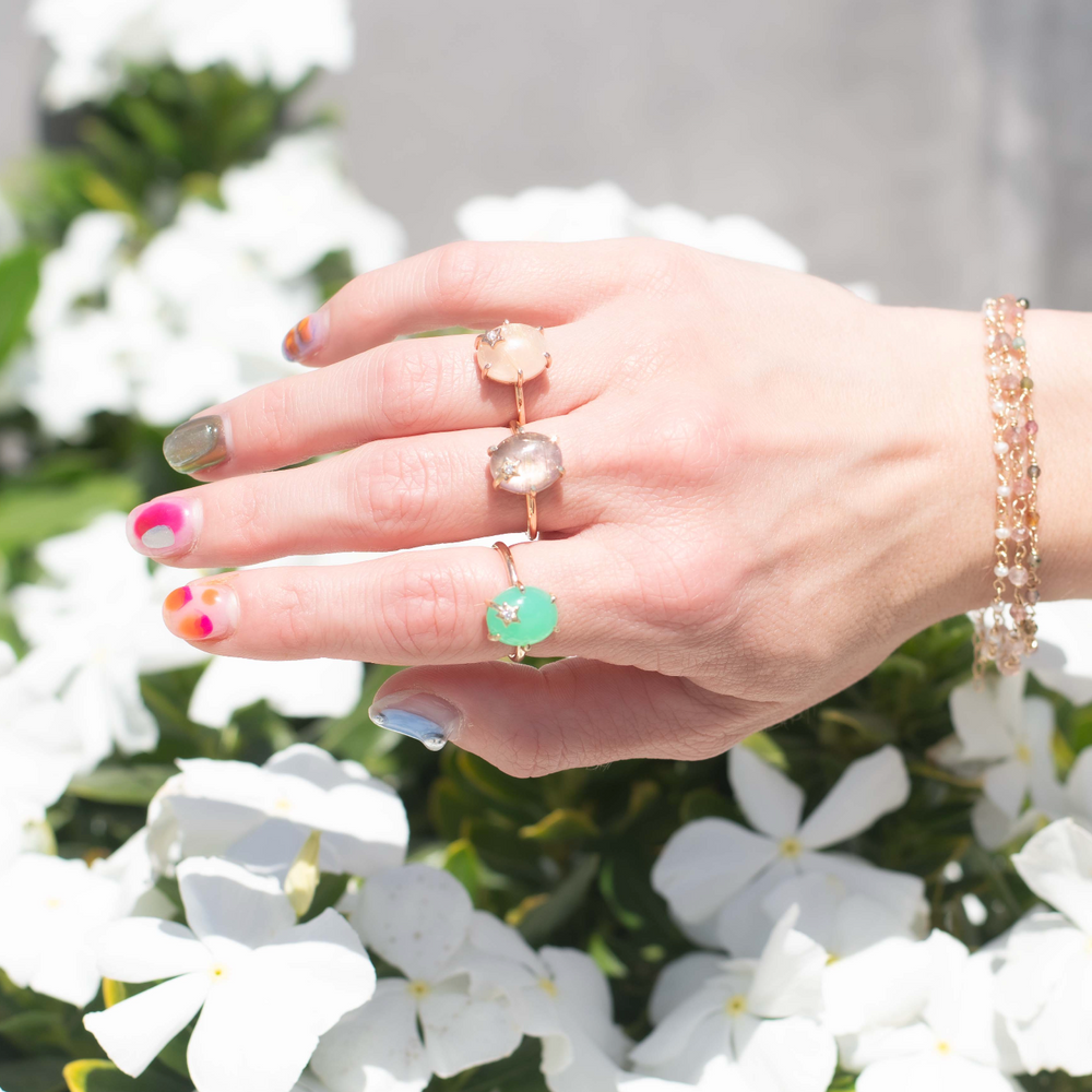 Mini Galaxy Rose de France/Rutilated Quartz Ring