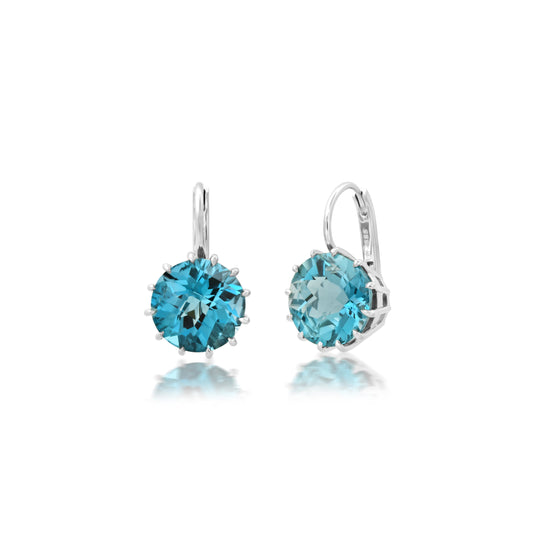 Small Round Prong London Blue Topaz Earrings