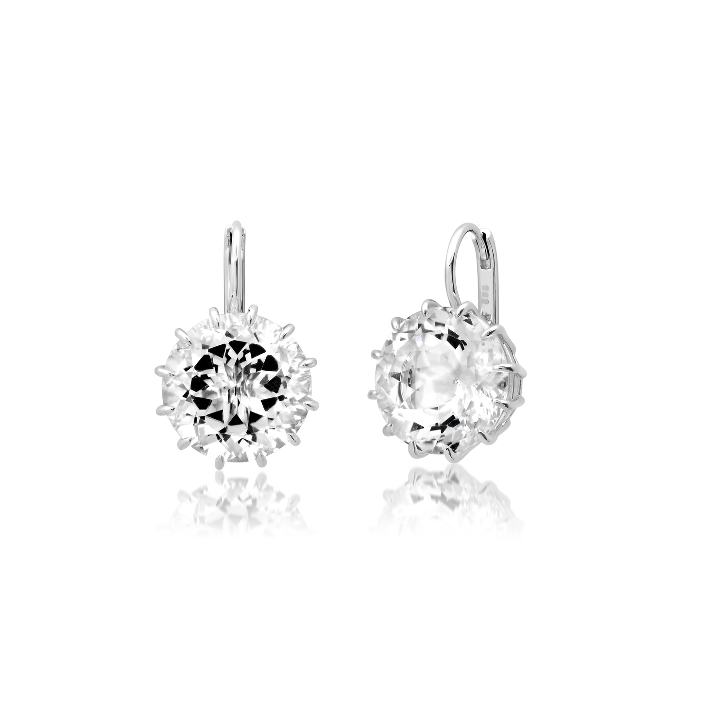 Large Round Prong Rock Crystal Earrings