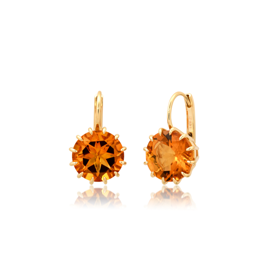 Small Round Prong Citrine Earrings