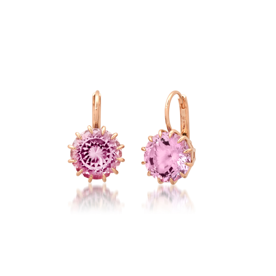 Small Round Prong Rose De France Earrings