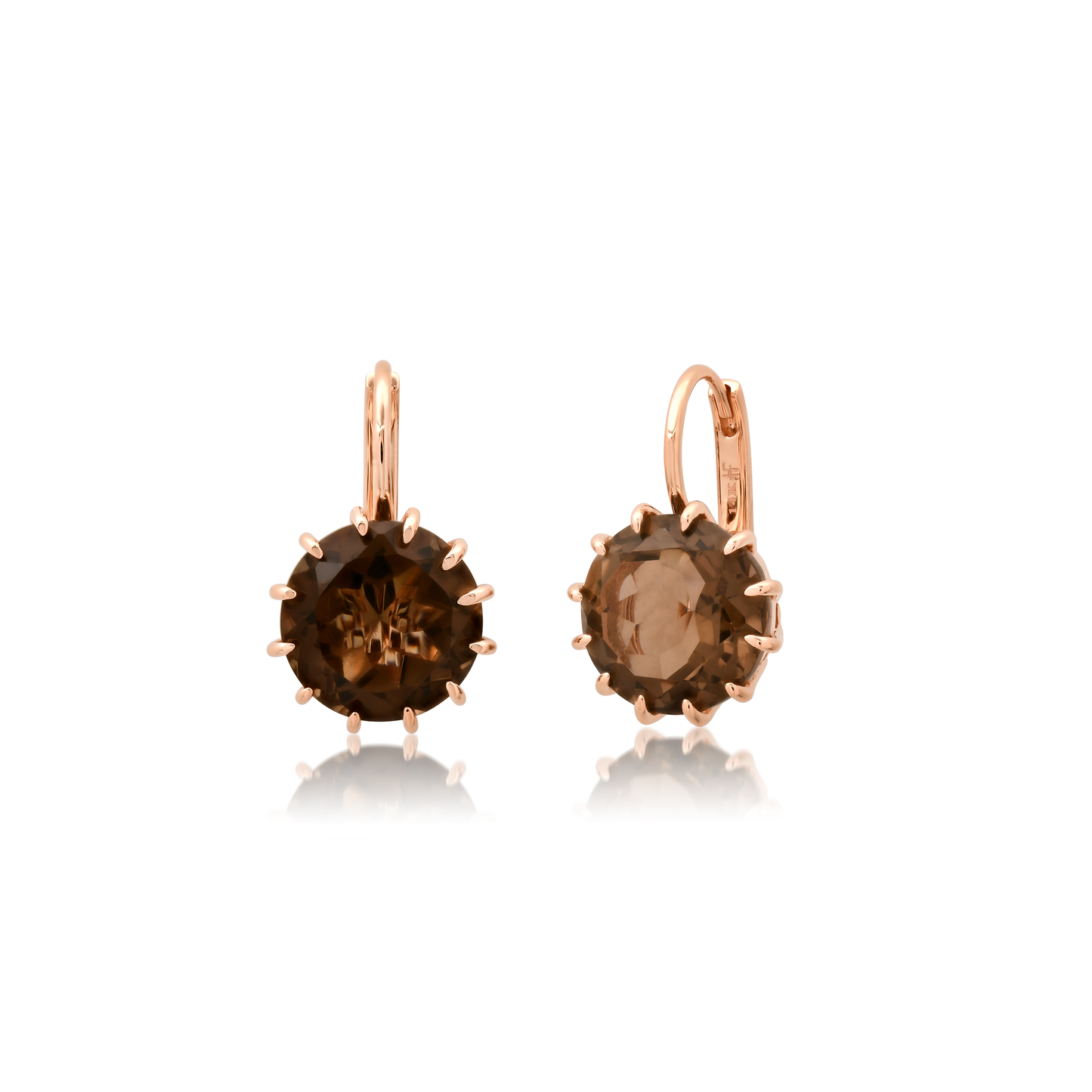 Small Round Prong Smokey Topaz Earrings