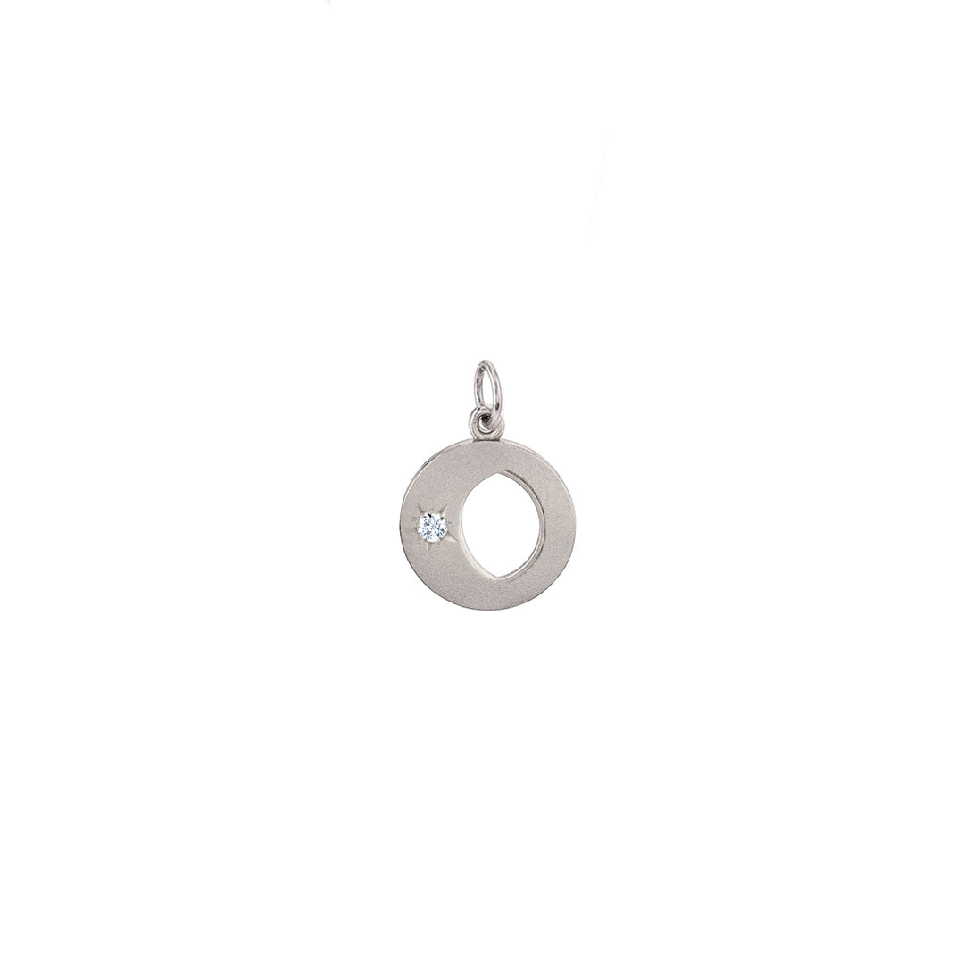 Small Waning/Waxing Gibbous Single Diamond Moon Phase Charm