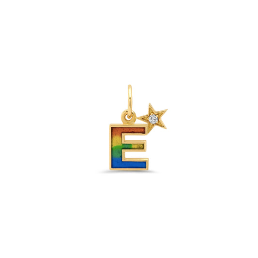 Rainbow Enamel "E" Initial Charm
