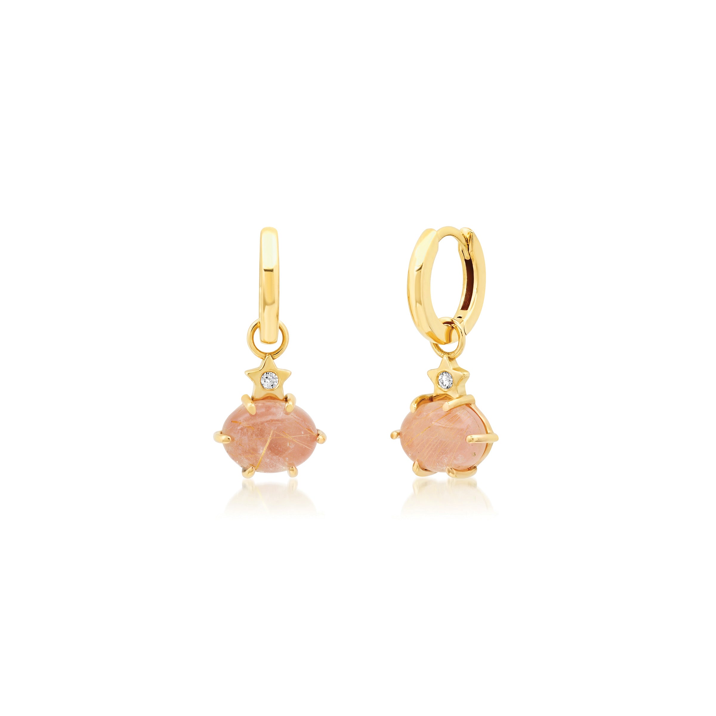 andrea fohrman Mini Cosmo Guava Rutilated Quartz Hoops