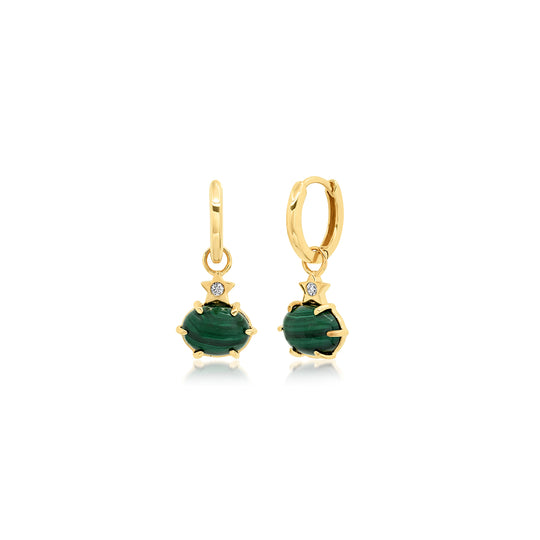Mini Cosmo Malachite Hoops