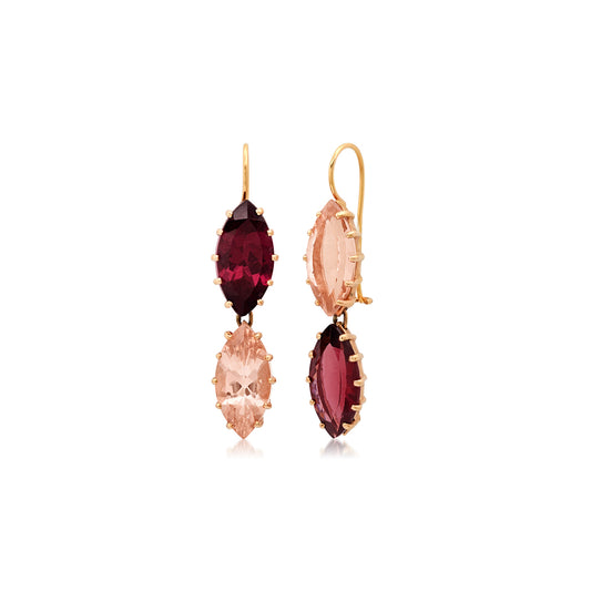 Exclusive Morganite Marquis & Garnet Marquis Drop Earrings