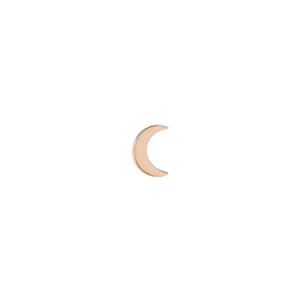 Solid Gold Crescent Moon Stud