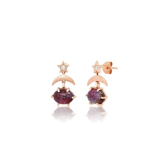 Mini Cosmo Ruby Kyanite Drop Earrings