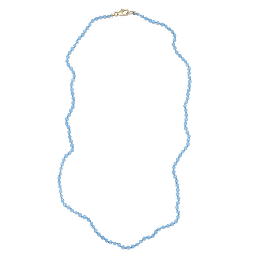 Chalcedony Beaded Necklace with Bright Blue Thread