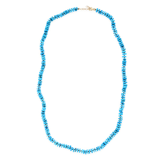 Turquoise Tire Beaded Necklace with Chocolate Silk Thread