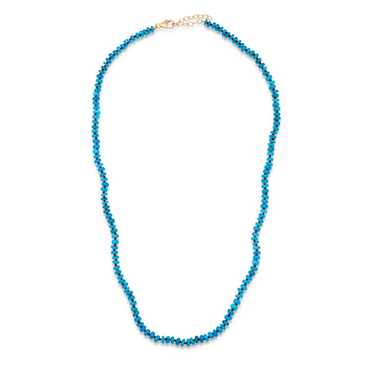 Teal Ethiopian Opal Beaded Necklace with Chocolate Silk Thread